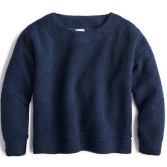 J. Crew teddy cropped sherpa pullover sweatshirt - Picture 1 of 4